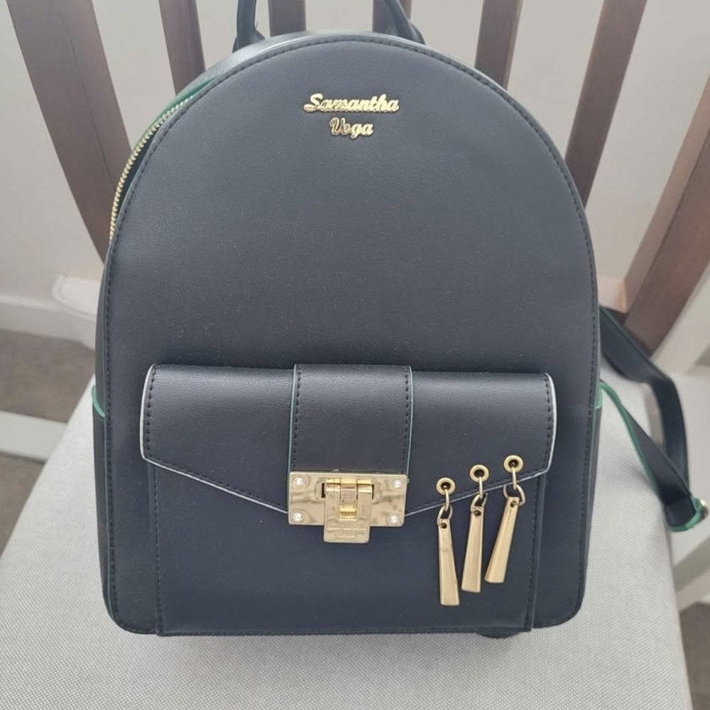One Piece Zoro Samantha Vega Black Backpack with Gold Accents